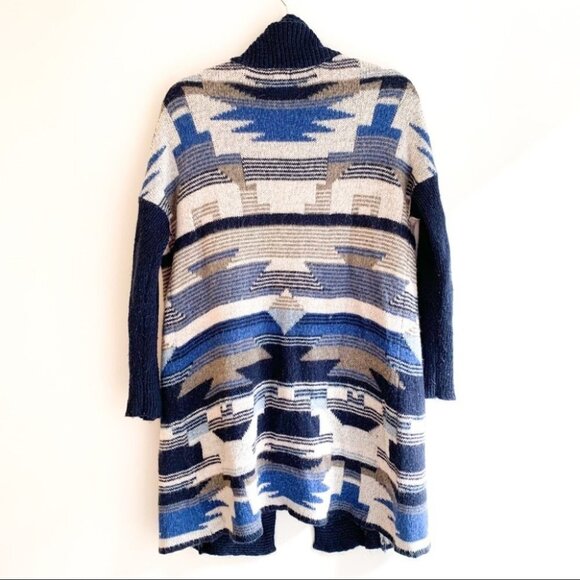 H&M Cardigan Sweater Aztec Southwestern Print Wool Long Maxi Open Front Knit XS - Picture 10 of 10